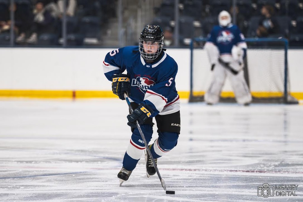 Playing hockey
